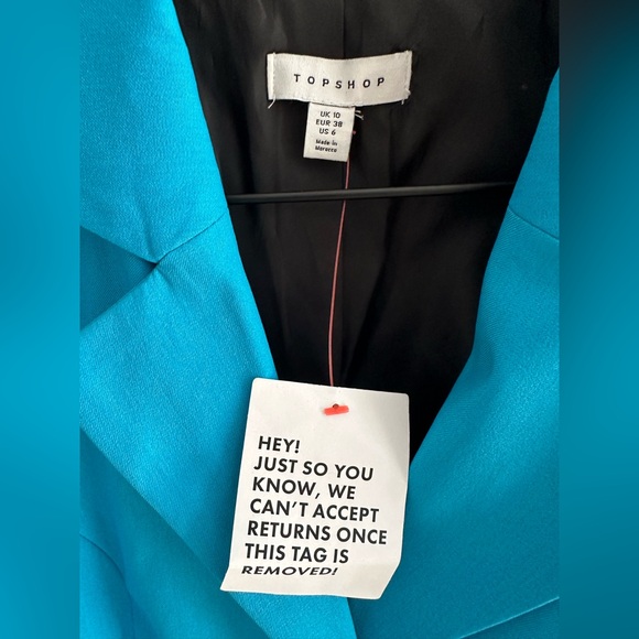 Topshop Open Back Tie Detail Blazer Dress In Blue NWT Size US 6 - Picture 7 of 9